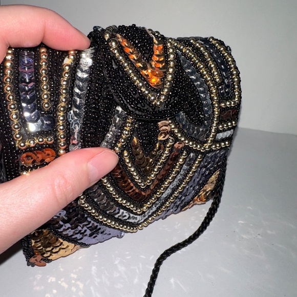 Vintage Art Deco Style Beaded Sequin Crossbody Bag – Elegant Evening Purse - Picture 4 of 5